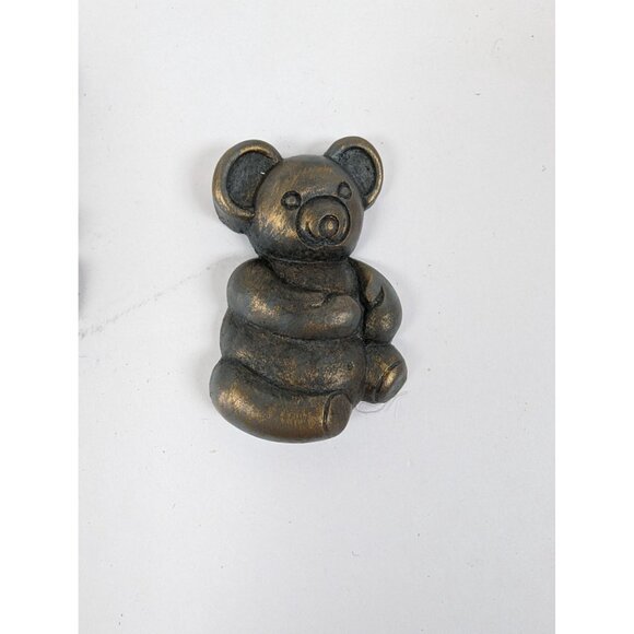 Homco 2 1/2" Teddy Bear Wall Plaques 3 Piece Blue & Gold Antiqued Finish #7505 - Picture 2 of 8